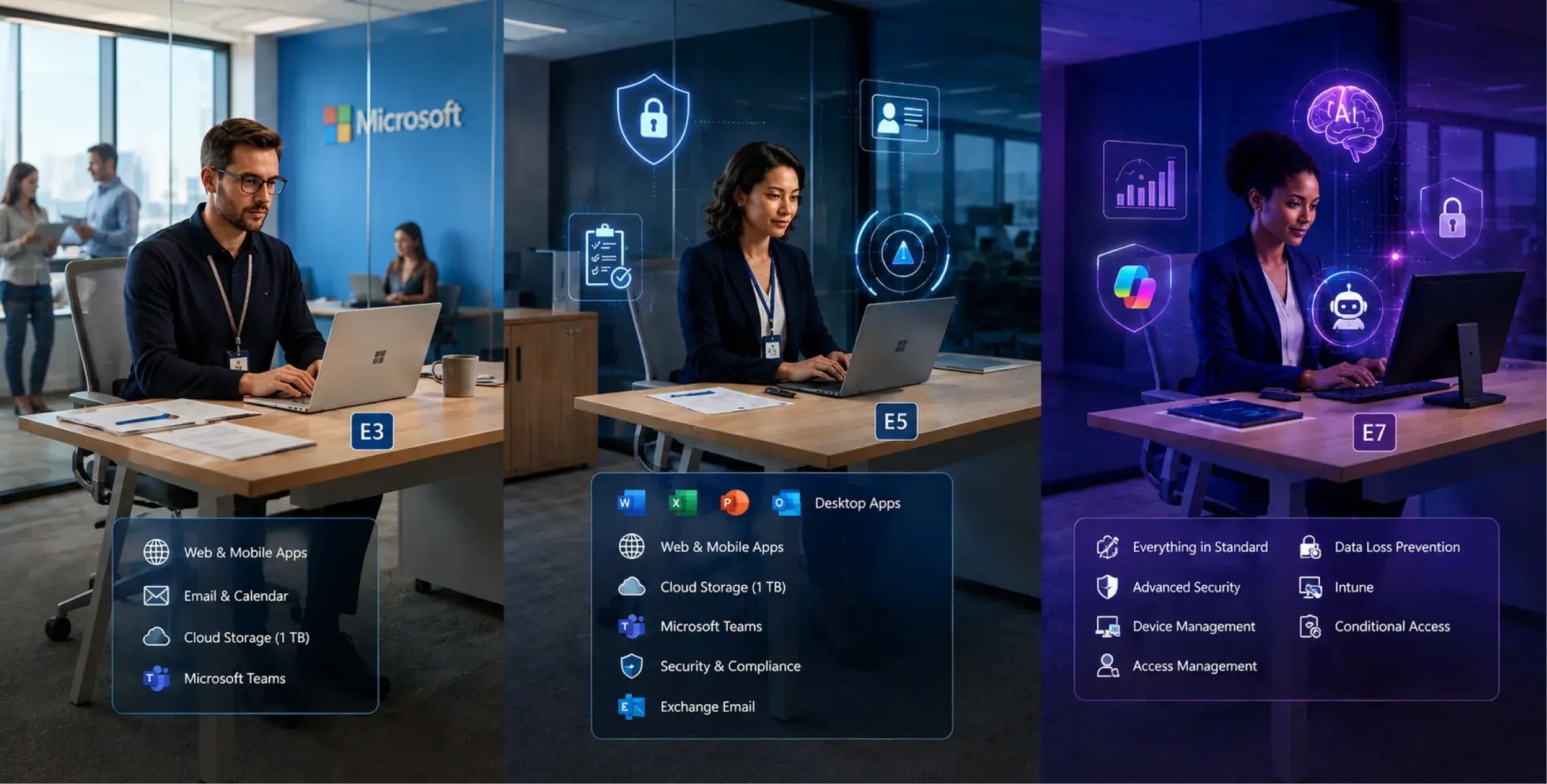Microsoft 365 E3 vs E5 vs E7: How To Choose In 2026